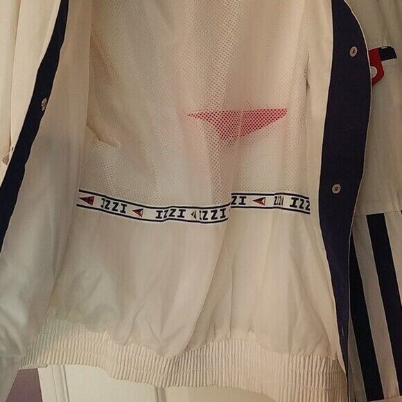 Vintage Izzi Bomber Jacket Unisex L Striped Jacket 80s 90s Nautical Retro - Picture 3 of 3